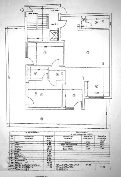 Domeni vânzare Apartament 3 Camere - Suprafață Totală 211 mp, Terasă 70 mp,