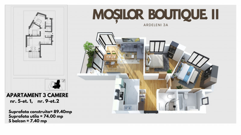 Mosilor Boutique II apartament cu 2 bai  !