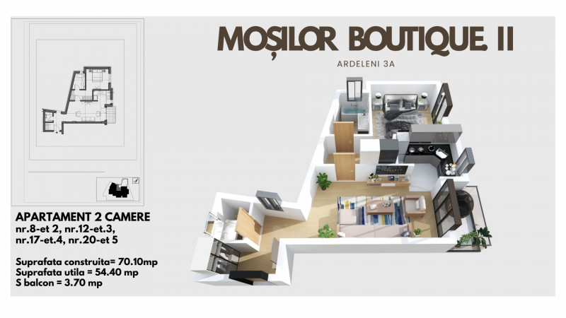 Mosilor Boutique II apartament cu 2 bai  !
