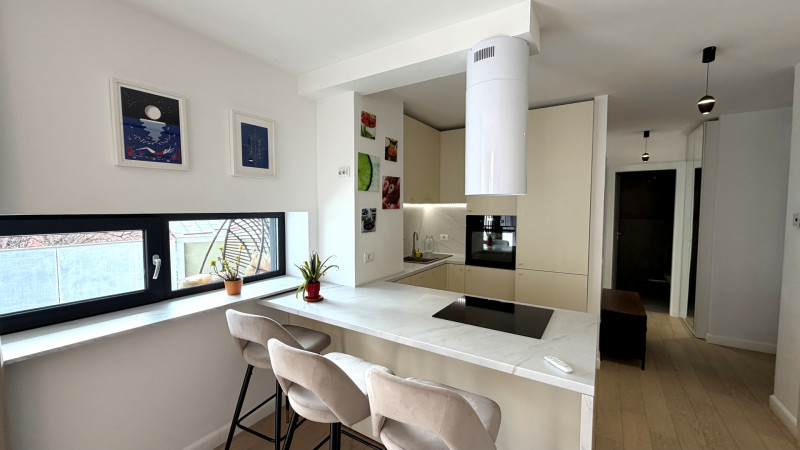 Apartament 2 camere de închiriat Aviatiei – bloc boutique 2022, terasă 16 mp