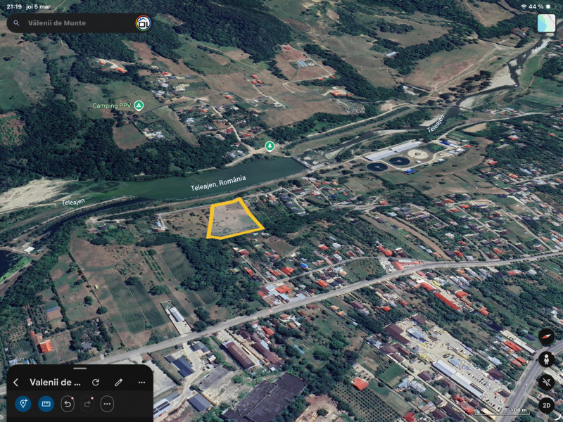 Teren intravilan  Vălenii de Munte – 9.123 mp | Deschidere 45 ml | Lângă râul Te