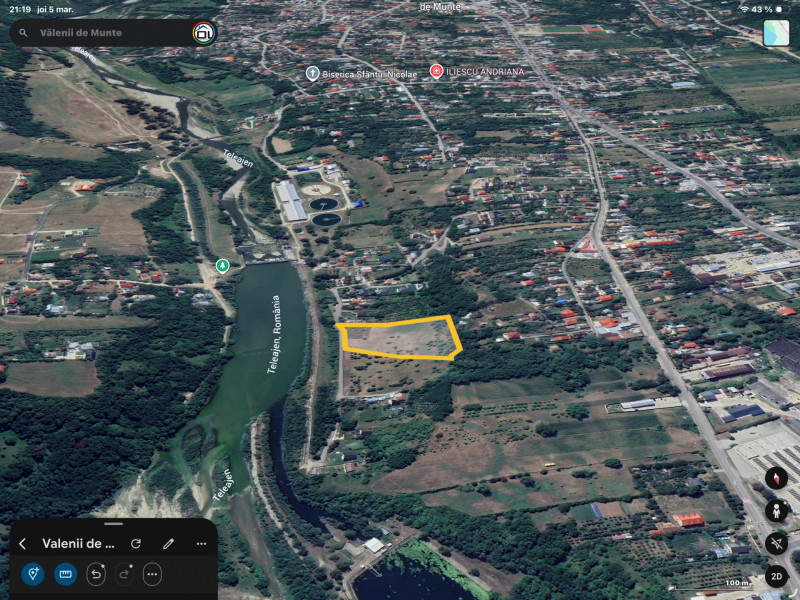 Teren intravilan  Vălenii de Munte – 9.123 mp | Deschidere 45 ml | Lângă râul Te