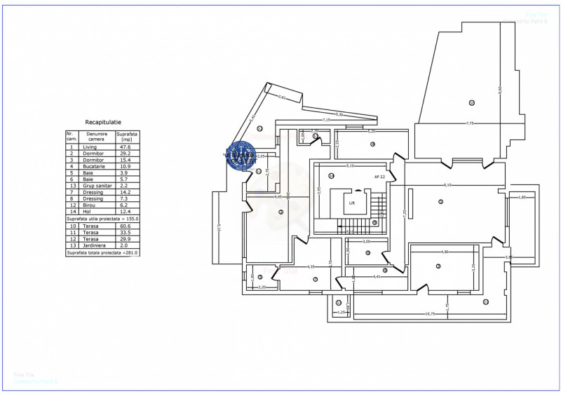 Penthouse cu terasa de 60mp, priveliste libera 360grade